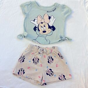 12 months girl, Minnie Mouse shirt & shorts outfit, matching set